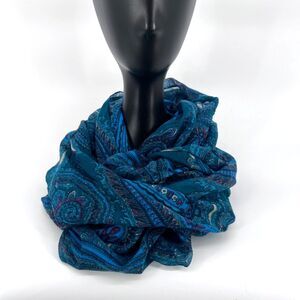 David & Young Paisley Blue Infinity Fashion Scarf‎ Polyester